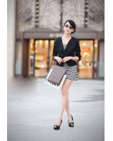 WT2593 Stripe Tube Top/Skirt Black