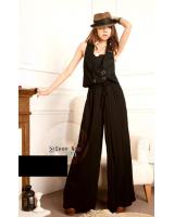 WP2757 Stylish Button Jumpsuit Black