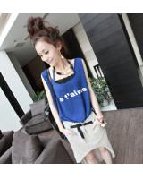 WT2967 Korea Fashion Top and Skirt Blue (1 Set)