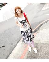 WP2963 Stripe Skirt Black