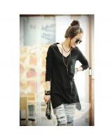 WT8136 Fashion Long Tee Black