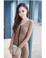 WD8173 Sexy Body Hugging Dress Khaki