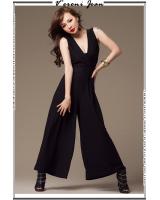 WP8623 Sexy V Neck Jumpsuit Black