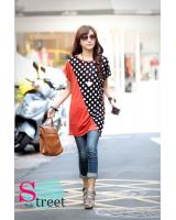 WT8967 Polka Dot Top Brown
