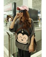 WT9000 Cute Monkey Print Top Grey