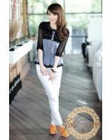WT9043 Stylish Lace Top Blue