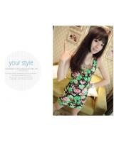 WT9020 Cute Flora Top Green