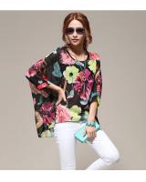 WT9064 Stylish Bat Sleeves Top Black