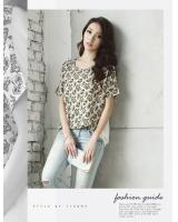 WT9079 Crown Print Top Almond