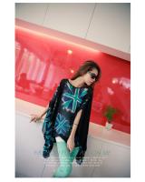WT9167 Stylish Print Top Blue