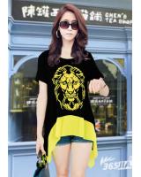 WT9169 Lion Print Top Yellow