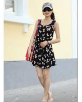 WD9197 Ribbon Print Dress Black
