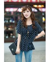 WT9215 Cute Polka Dot Top Dark Blue