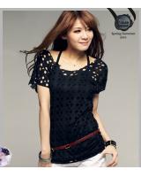 WT9204 Sexy Two Pieces Top Black