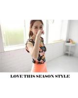 WT9206 Fashion Flower Top Orange