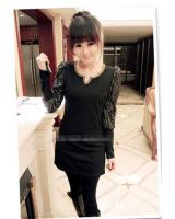 WD9229 Sexy Lace Sleeves Dress Black