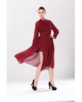WD5092 Stylish Chiffon Dress Dark Red