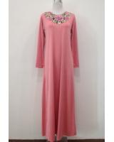 WH1135 Fashion Floral Jubah Pink