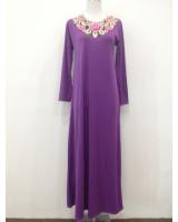 WH1135 Fashion Floral Jubah Purple