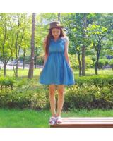WD7046 Sweet Denim Dress Blue