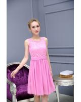 WD7407 Trendy Lace Dress Pink