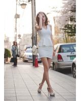 WD21145 Pretty Peplum Dress White