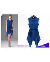 WD21512 Europe Sleeveless Dress Blue