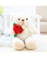 HM 852 Lovely Rose Teddy Bear White