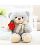 HM 852 Lovely Rose Teddy Bear Grey