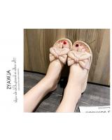 QA-893 Fashion Straw Ribbon Sandals Pink