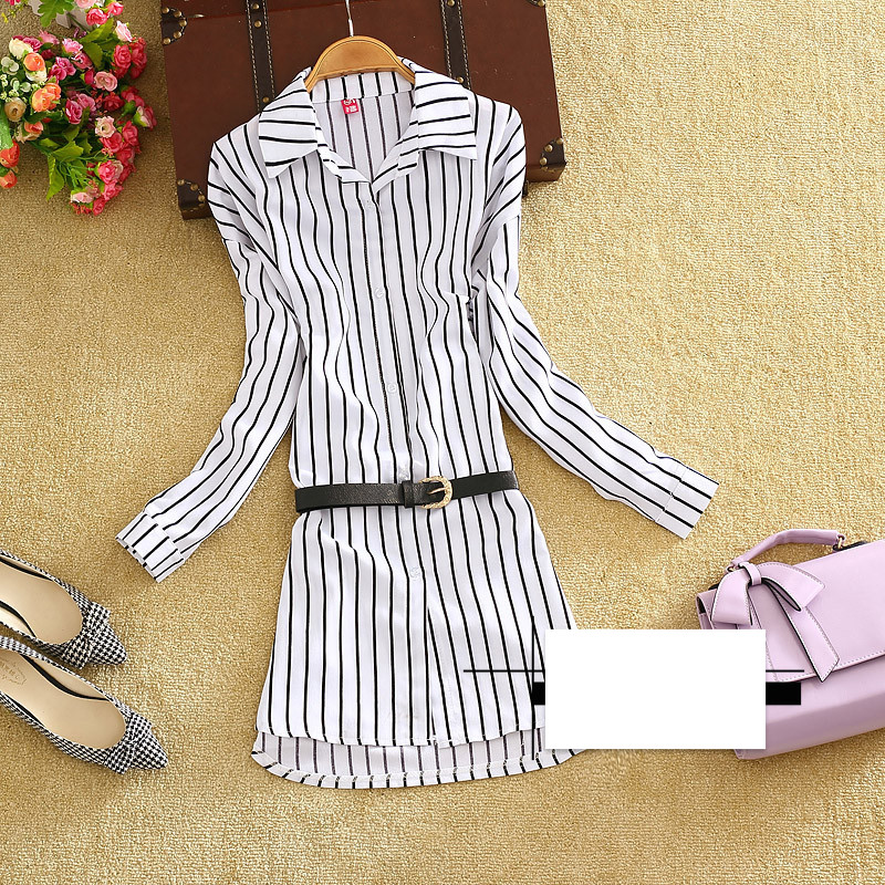WD3518 Korea Fashion Dress White Stripe