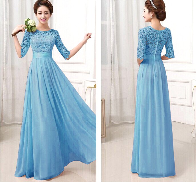 WD6259 Elegant Maxi Dress Blue