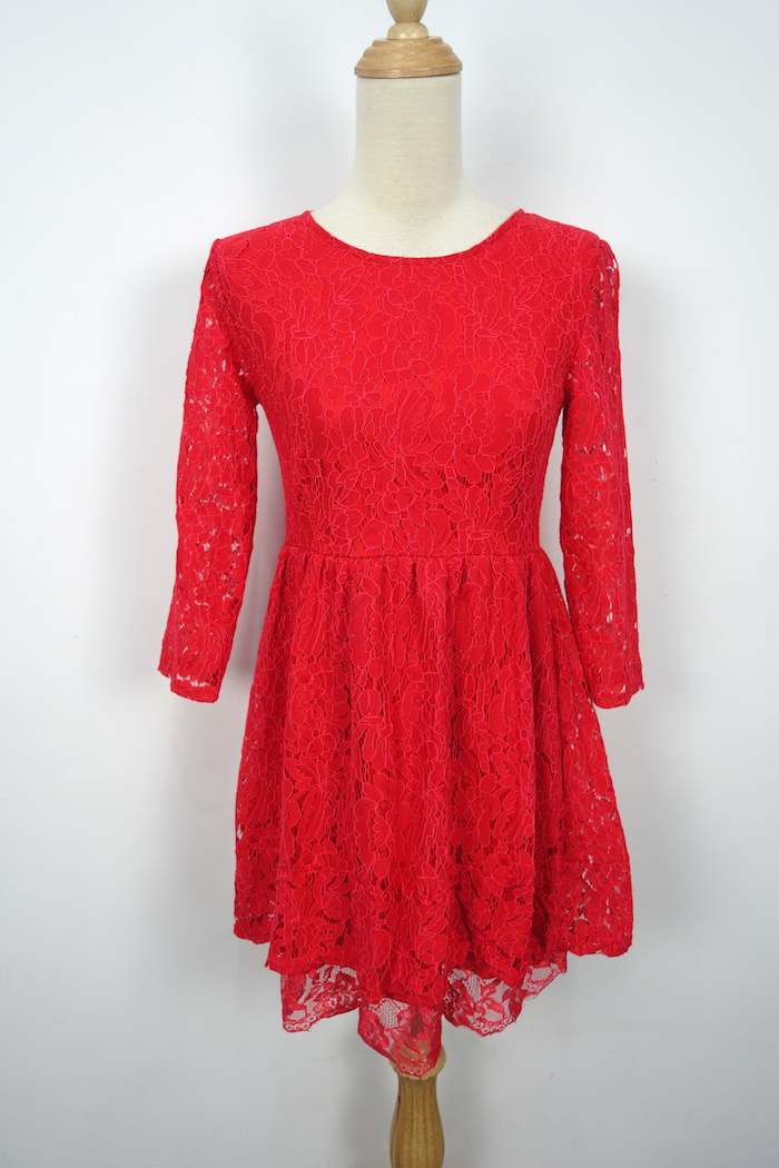 WD7080 Sweet Lace Dress Red