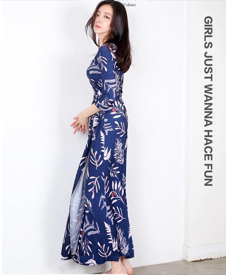 WD7343 Elegant Maxi Dress Blue