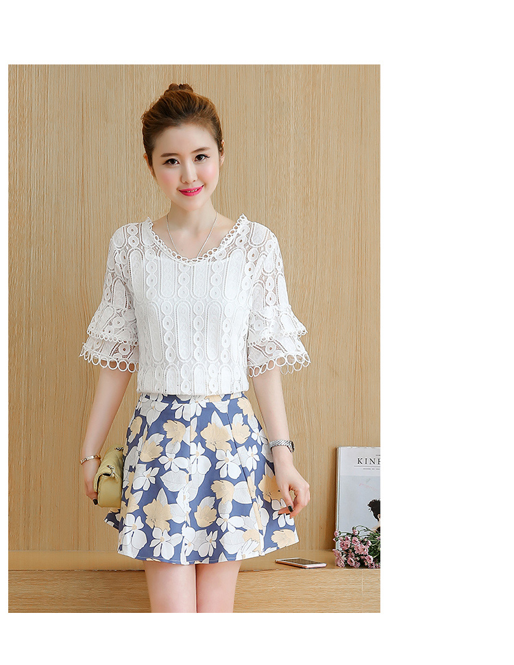 WT3848 Pretty Top and Skirt Set As Picture