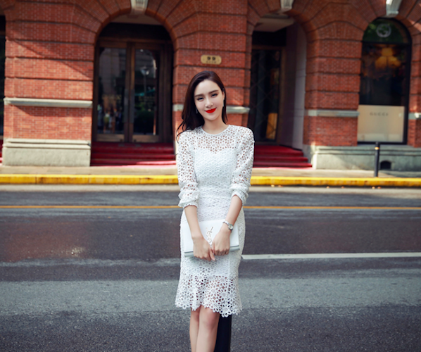 BM71077 Lovely Lace Two Piece Dress White