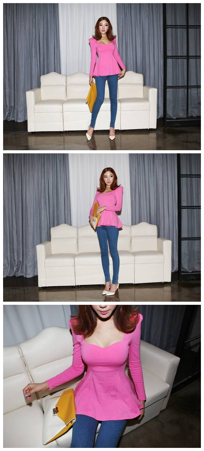 WT7619 Sweet Korea Style Top Pink