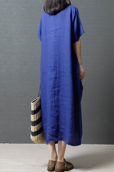 GW2239 Fashion Plus Size Dress Blue