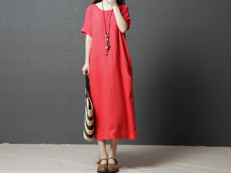 GW2239 Fashion Plus Size Dress Red