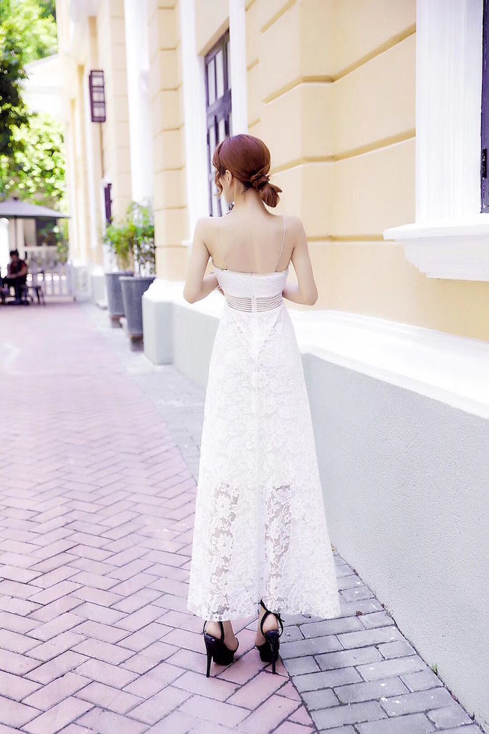 GW2253 Pretty Maxi Lace Dress White