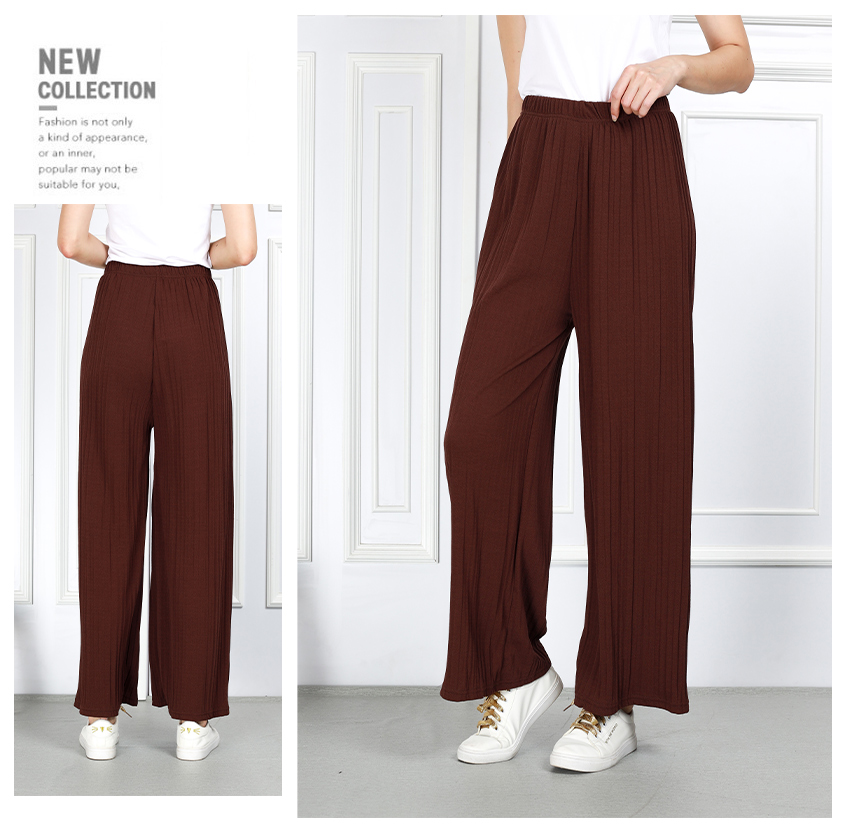 QA-859 - Trendy Elastic Pleated Pant Dark Brown