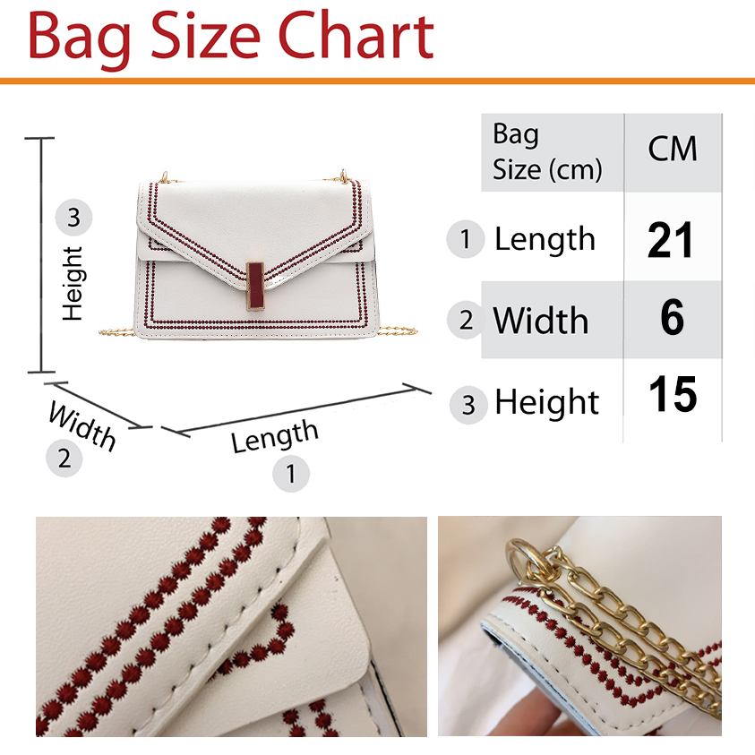 QA-896 Fashion Embroidered Sling Bag White