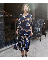 WD6352 Fashion Loose Dress Dark Blue