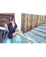 WT7096 Korea Stylish Top Black