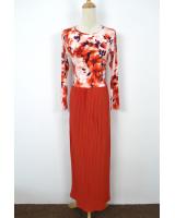 WH1161 One Piece Floral Jubah Orange