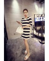 WD7541 Stylish Stripe Dress Black