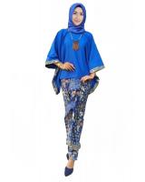 JW5016 Batwing Kaftan with songket skirt Blue