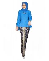 JW5018 Fishtail Peplum Set Blue