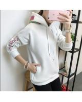 GW2042 Lovely Embroidery Hooded Top White