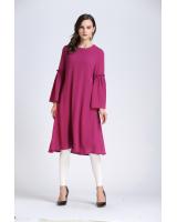 BM70051 Elegant Bubble Chiffon Dress Purple